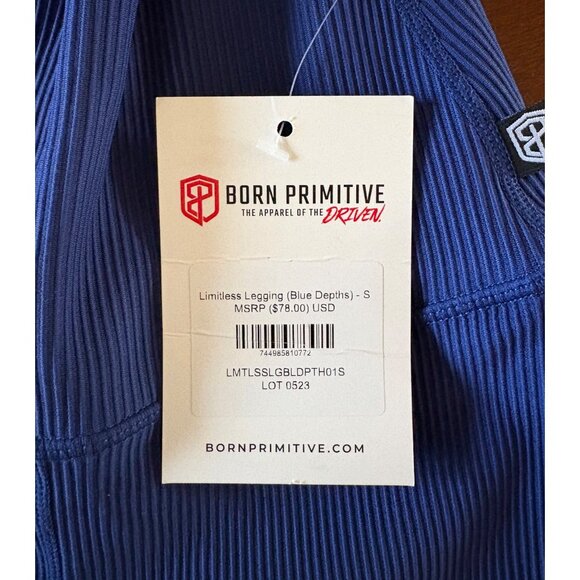Born Primitive NWT Limitless Leggings Blue Depths Ribbed High Waist Small - Picture 5 of 10